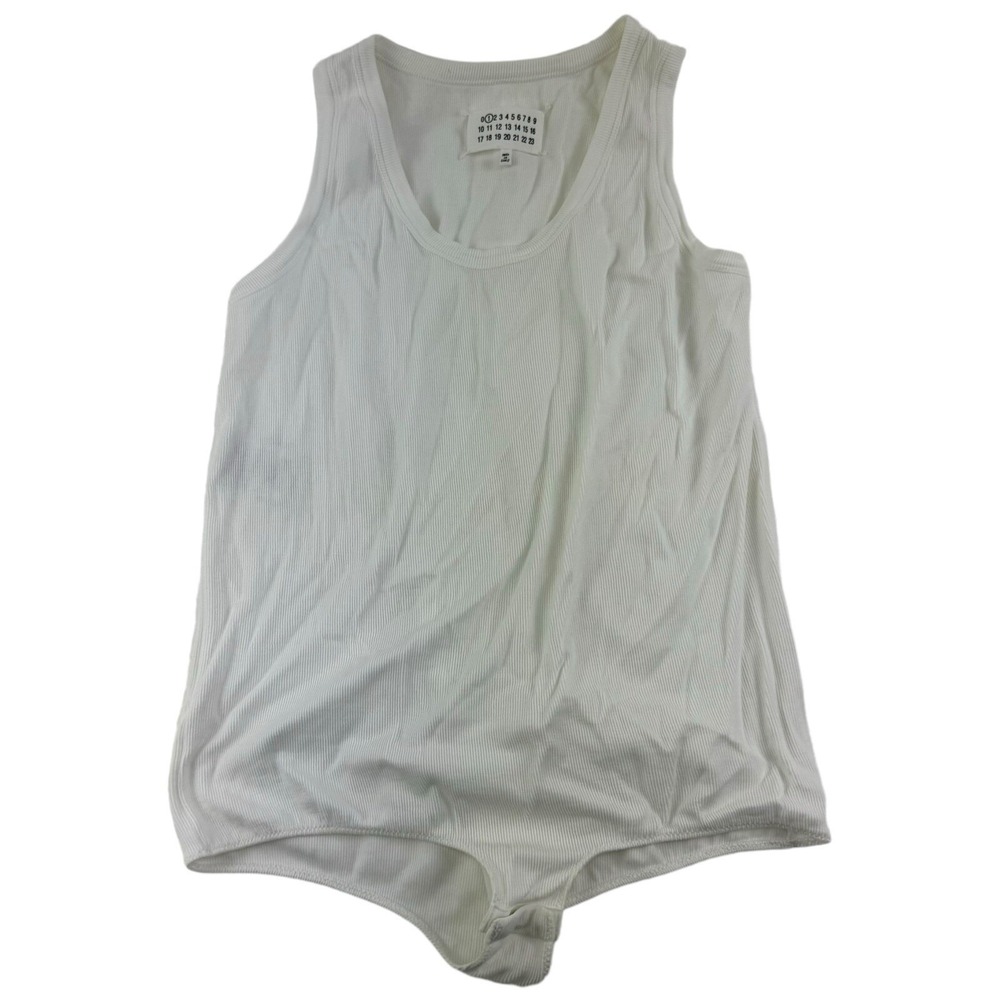 Maison Margiela White Cotton Elastane Bodysuit Tanktop Womens Size 42